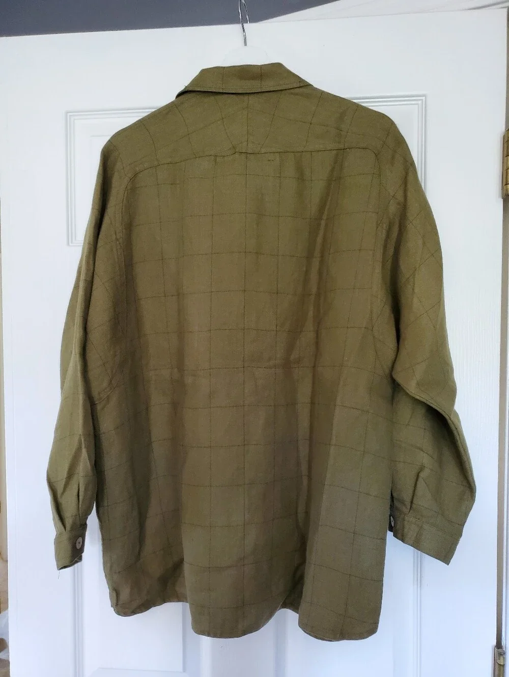 NWT Not Perfect Linen Orval Oversized Shirt Jacket Loden Green Checks - Picture 3 of 3